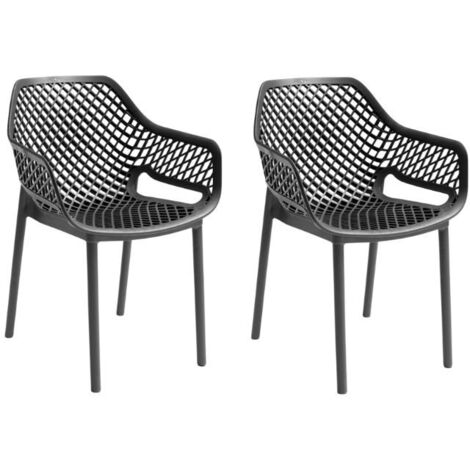 Gloupie Set 2 Poltrone Aria in Polipropilene Nero, Impilabile,58x60x82 cm, 3,8 kg, Schienale Ergonomico,Made in Italy