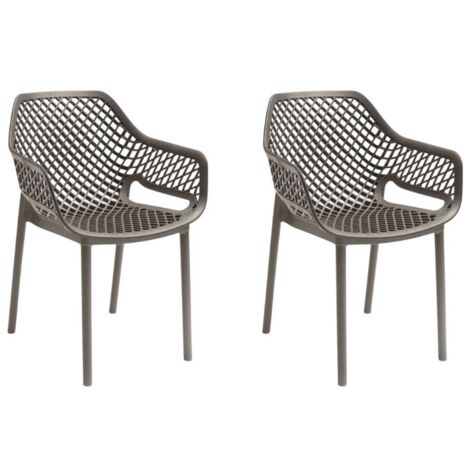 Gloupie Set 2 Poltrone Aria in Polipropilene Taupe, Impilabile,58x60x82 cm, 3,8 kg, Schienale Ergonomico,Made in Italy