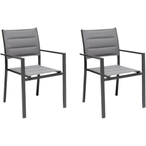 GLOUPIE Set 2 Poltrone Da Esterno Alamos In Alluminio Verniciato Antracite, Impilabile, 57 x 58 x H 86 Cm, Seduta In Textilene