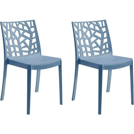 GLOUPIE Set 2 Sedie Matrix In Polipropilene Blu, Dim. 55x47x82 Cm, Peso 4 Kg, Per Interno Ed Esterno, Made In Italy,Impilabili