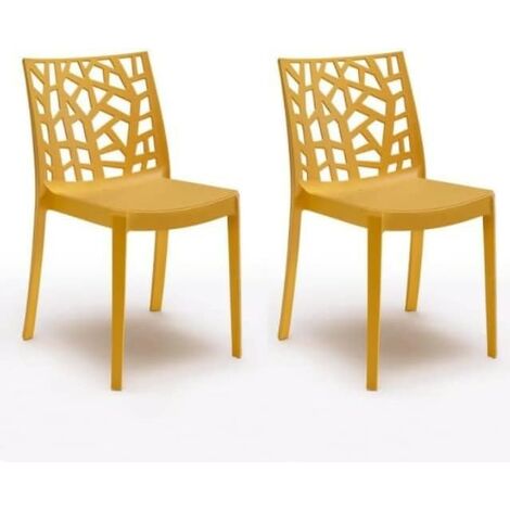GLOUPIE Set 2 Sedie Matrix In Polipropilene Senape, Dim. 55x47x82 Cm,Peso 4 Kg,Per Interno Ed Esterno,Made In Italy,Impilabili