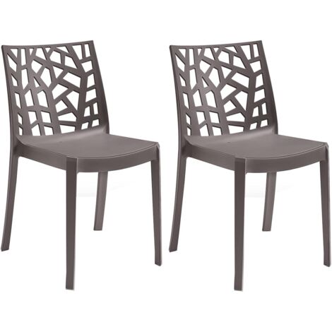 GLOUPIE Set 2 Sedie Matrix In Polipropilene Tortora, 55x47x82 Cm,Peso 4 Kg,Per Interno Ed Esterno,Made In Italy,Impilabili