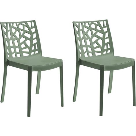GLOUPIE Set 2 Sedie Matrix In Polipropilene Verde, 55x47x82 Cm,Peso 4 Kg,Per Interno Ed Esterno,Made In Italy,Impilabili