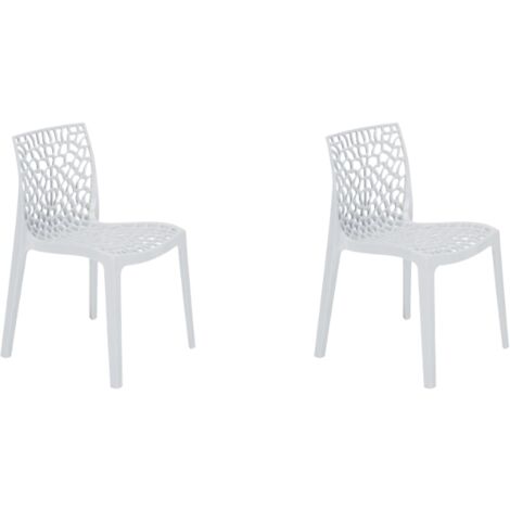 GLOUPIE Set 2 Sedie Tampa In Polipropilene Bianco, Impilabile, L 51 x P 52,5 x H 81 Cm, 100% Made In Italy