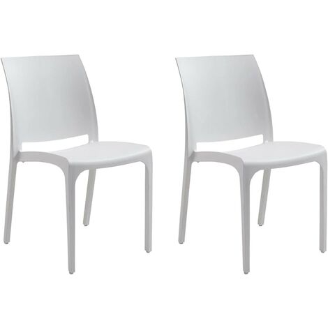 GLOUPIE Set 2 Sedie Volga In Polipropilene Bianco,54x46x81Cm,Peso 3,5Kg,Per Interno/Esterno,Made In Italy,Sedie Impilabili