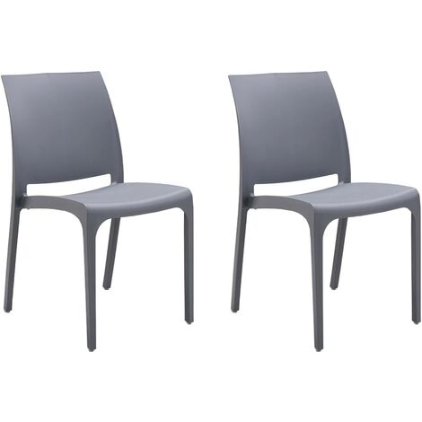 GLOUPIE Set 2 Sedie Volga In Polipropilene Grigio,54x46x81Cm,Peso 3,5Kg,Per Interno/Esterno,Made In Italy,Sedie Impilabili