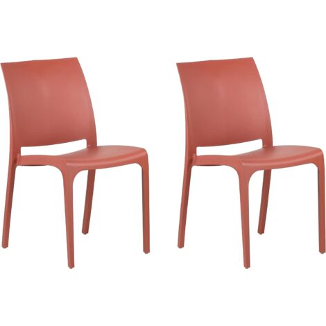 GLOUPIE Set 2 Sedie Volga In Polipropilene Rosso,54x46x81Cm,Peso 3,5Kg,Per Interno/Esterno,Made In Italy,Sedie Impilabili