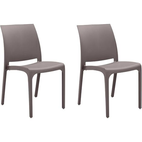 GLOUPIE Set 2 Sedie Volga In Polipropilene Taupe,54x46x81Cm,Peso 3,5Kg,Per Interno/Esterno,Made In Italy,Sedie Impilabili
