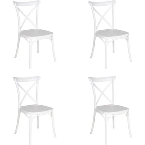 GLOUPIE Set 4 Sedie Da Interno Ed Esterno Frankie In Polipropilene Bianco, Impilabile, L 47,5 x P 48 x H 88 Cm