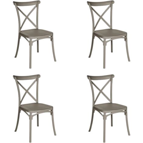 GLOUPIE Set 4 Sedie Da Interno Ed Esterno Frankie In Polipropilene Tortora, Impilabile, L 47,5 x P 48 x H 88 Cm