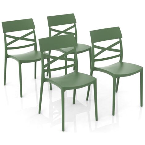 GLOUPIE Set 4 Sedie Impilabili Jazz In Polipropilene Neutro Rinforzato Agave, L 44,5 x P 54,5 x H 85,5 Cm, Made In Italy