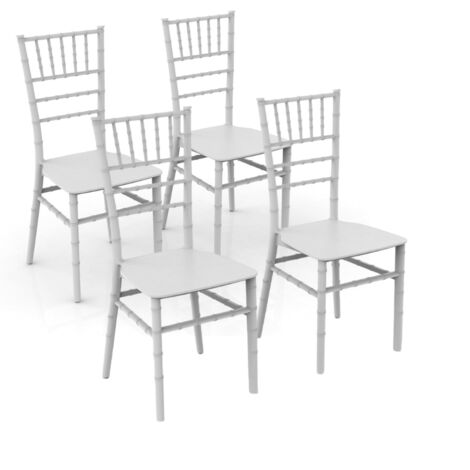 GLOUPIE Set 4 Sedie Impilabili Queen In Polipropilene Neutro Rinforzato Bianco, L 38 x P 45,5 x H 94,5 Cm, Made In Italy
