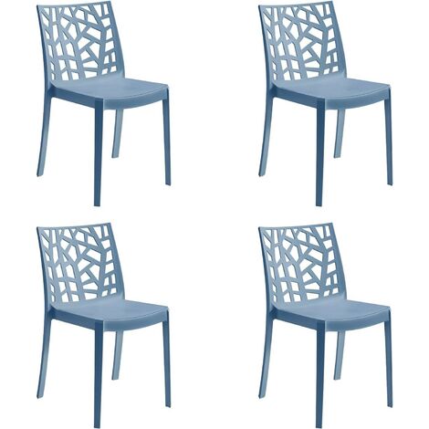 GLOUPIE Set 4 Sedie Matrix In Polipropilene Blu , Dim. 55x47x82 Cm,Peso 4 Kg,Per Interno Ed Esterno,Made In Italy,Impilabili