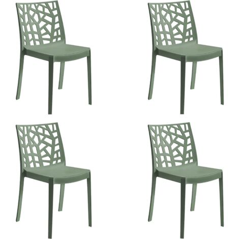 GLOUPIE Set 4 Sedie Matrix In Polipropilene Verde, 55x47x82 Cm,Peso 4 Kg,Per Interno Ed Esterno,Made In Italy,Impilabili