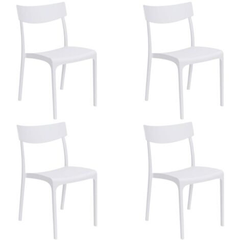 Gloupie Set 4 Sedie Provence in Polipropilene Bianca, Impinabili,46x54x80 cm, peso 3,3 kg, Design Vintage, 100% Made in italy