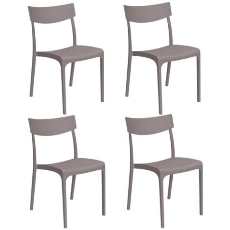 Gloupie Set 4 Sedie Provence in Polipropilene Taupe, Impinabili,46 x 54 x 80 cm, peso 3,3 kg, Design Vintage, 100% Made in italy