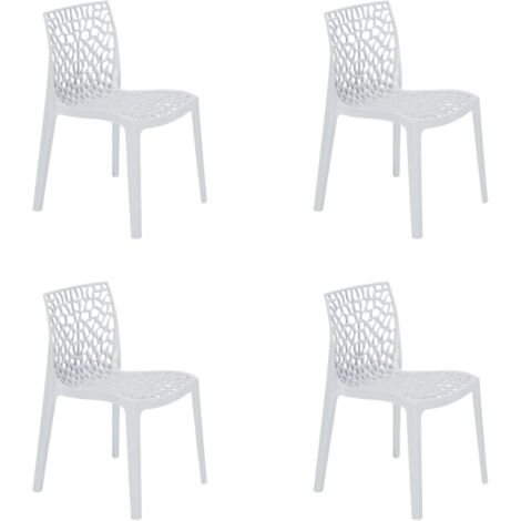 GLOUPIE Set 4 Sedie Tampa In Polipropilene Bianco, Impilabile, L 51 x P 52,5 x H 81 Cm, 100% Made In Italy