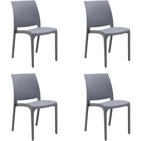 GLOUPIE Set 4 Sedie Volga In Polipropilene Grigio,54x46x81Cm,Peso 3,5Kg,Per Interno/Esterno,Made In Italy,Sedie Impilabili