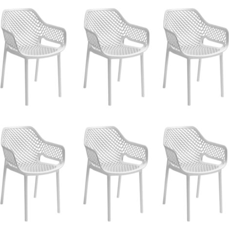 Gloupie Set 6 Poltrone Aria in Polipropilene Bianco, Impilabile,58x60x82 cm, 3,8 kg, Schienale Ergonomico,Made in Italy