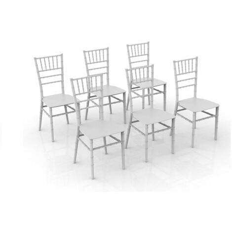 GLOUPIE Set 6 Sedie Impilabili Queen In Polipropilene Neutro Rinforzato Bianco, L 38 x P 45,5 x H 94,5 Cm, Made In Italy