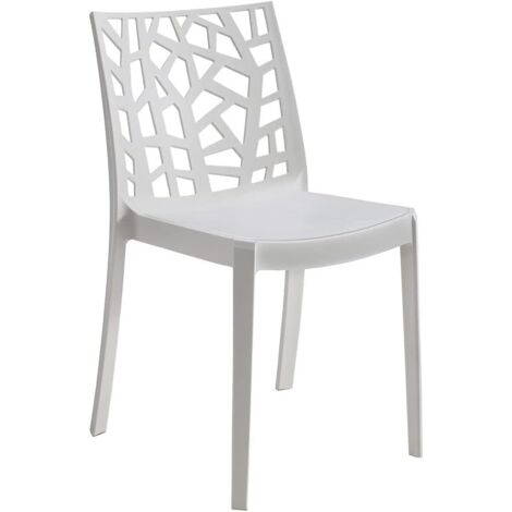 GLOUPIE Set 6 Sedie Matrix In Polipropilene Bianco, 55x47x82 Cm,Peso 4 Kg,Per Interno Ed Esterno,Made In Italy,Impilabili