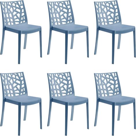GLOUPIE Set 6 Sedie Matrix In Polipropilene Blu, 55x47x82 Cm,Peso 4 Kg,Per Interno Ed Esterno,Made In Italy,Impilabili
