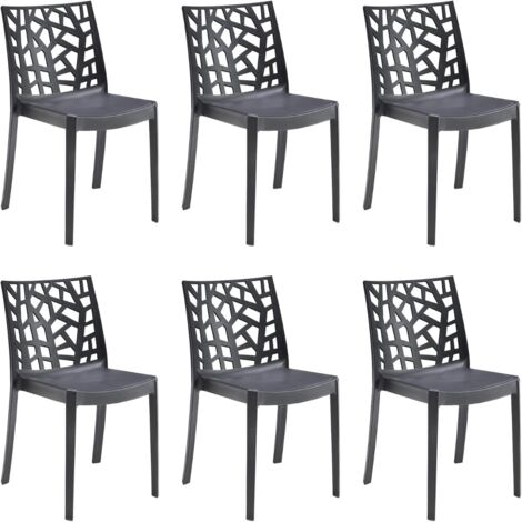 GLOUPIE Set 6 Sedie Matrix In Polipropilene Nero, 55x47x82 Cm,Peso 4 Kg,Per Interno Ed Esterno,Made In Italy,Impilabili