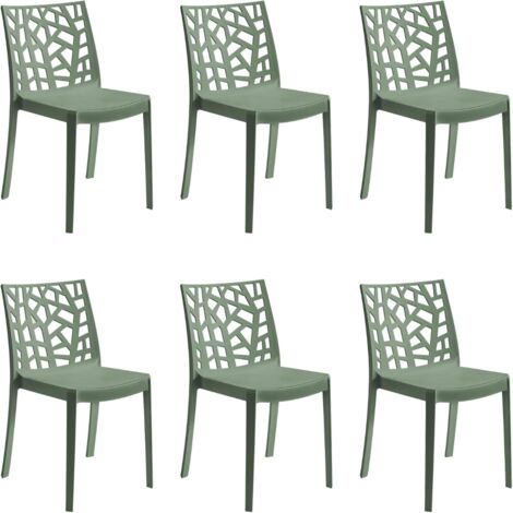 GLOUPIE Set 6 Sedie Matrix In Polipropilene Verde, 55x47x82 Cm,Peso 4 Kg,Per Interno Ed Esterno,Made In Italy,Impilabili