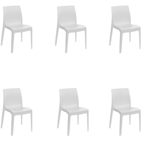 GLOUPIE Set 6 Sedie Miami In Polipropilene Bianco, Impilabile, L 49 x P 51 x H 80 Cm, 100% Made In Italy
