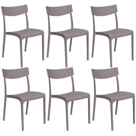 Gloupie Set 6 Sedie Provence in Polipropilene Taupe, Impinabili,46 x 54 x 80 cm, peso 3,3 kg, Design Vintage, 100% Made in italy