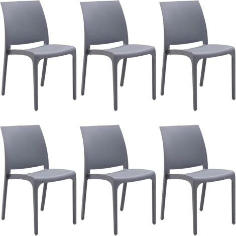 GLOUPIE Set 6 Sedie Volga In Polipropilene Grigio,54x46x81Cm,Peso 3,5Kg,Per Interno/Esterno,Made In Italy,Sedie Impilabili