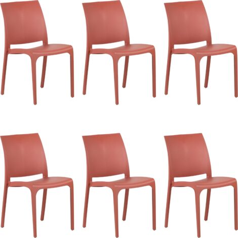 GLOUPIE Set 6 Sedie Volga In Polipropilene Rosso,54x46x81Cm,Peso 3,5Kg,Per Interno/Esterno,Made In Italy,Sedie Impilabili