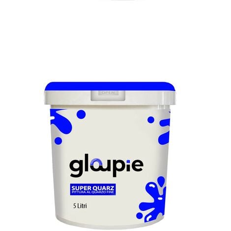 GLOUPIE SUPER QUARZ Pittura Al Quarzo Per Esterno Resistente Alle Intemperie , 5 Litri , Bianco, Made In Italy