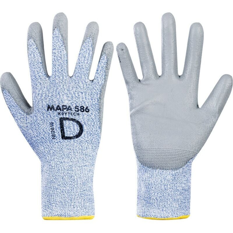 Mapa Professional Cut Resistant Gloves, pu Coated, Blue/Grey, Size 6 - Grey Blue