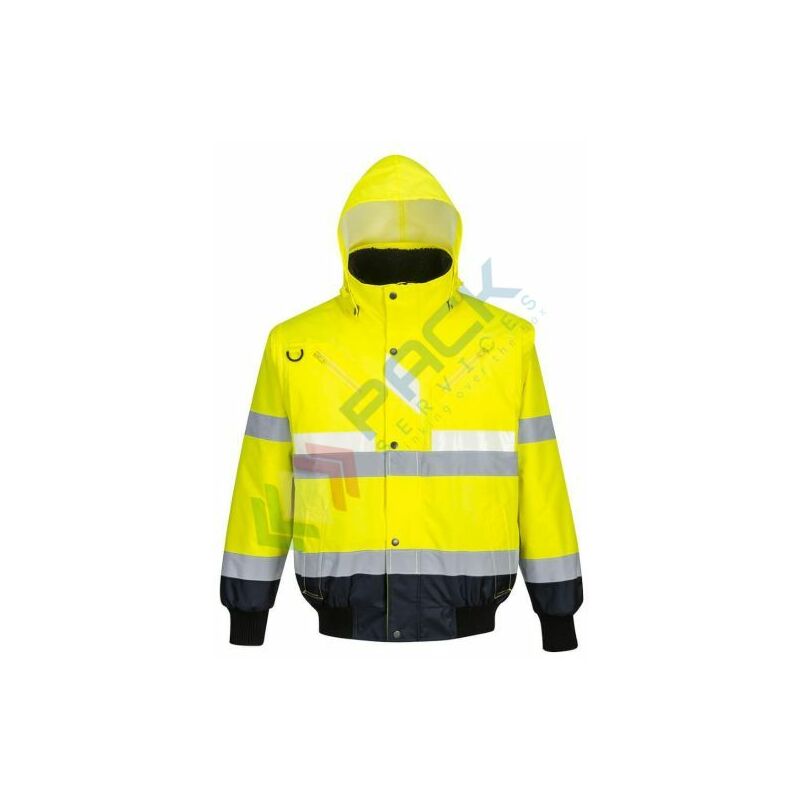 Image of Bomber alta visibilità invernale Glowtex™ 3 in 1 - Giallo + Blu Navy