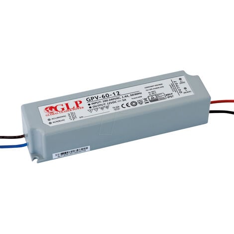 GLP GPV-60-24 BLOC D'ALIMENTATION LED, 60 W, 24 V C.C., 2,5 A, CERTIFIÉ TÜV, I GLOBAL LEADER POWER