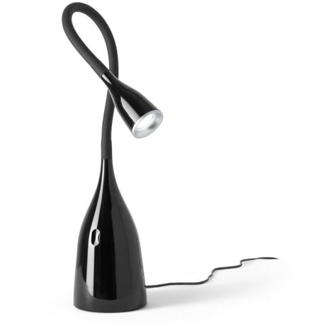 GLS022- LAMPADA DA TAVOLO NERO LUCIDO FLESSIBILE CON BRACCIO IN SILICONE DIMMERABILE 3000K 350LM 5W