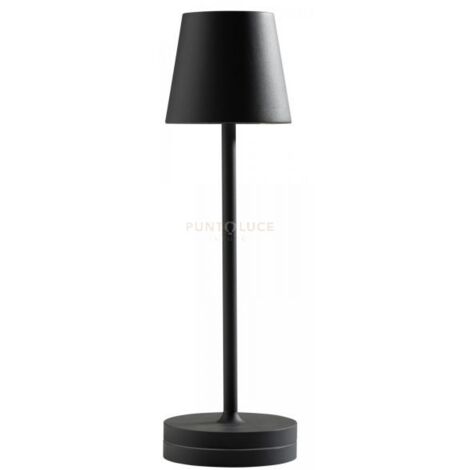 GLS040- LAMPADA RICARICABILE A BATTERIA GRIGIO ANTRACITE A LED 3000K 300LM 3W CON BASE DI RICARICA DIMMERABILE