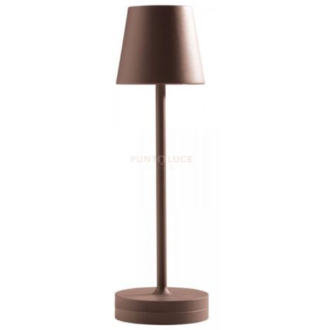 GLS041- LAMPADA RICARICABILE A BATTERIA MARRONE A LED 3000K 300LM 3W CON BASE DI RICARICA DIMMERABILE