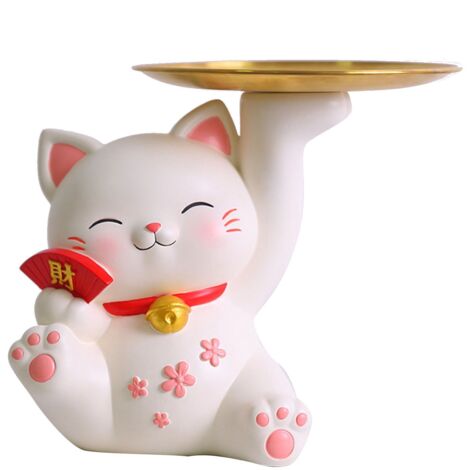 Glückskatze – Luxuriöse Tischdekoration für Wohnzimmer, Büro oder Veranda – Hochwertige Aufbewahrungsfigur, 22 x 17 x 18,5 cm