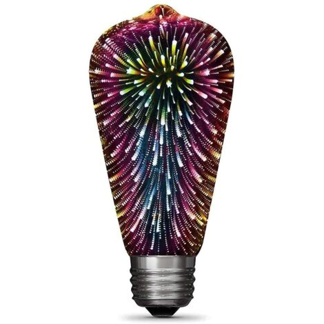 Glühbirnen mit Feuerwerkseffekt, dekorative 3D-LED-Glühbirne, 4 W, Glühbirne mit Buntglaseffekt, funkelnde Dekoration, ideal für Weihnachtsdekorationen, mehrfarbig (E27)