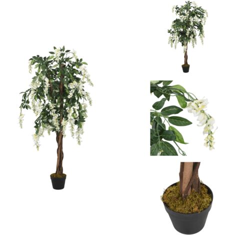 Glycine artificielle 840 feuilles 150 cm vert et blanc - Glycine Artificielle - Plante Artificielle - Décoration Intérieure - Décoration Extérieure - Arbres Artificiels