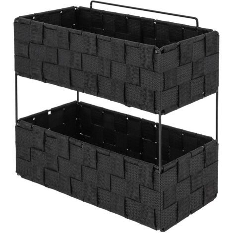 Gm estantería plegable de trenza metálica de poliéster de 2 niveles - negro - Tendance