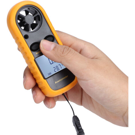 GM816 Mini-Anemometer – Digitales Windgeschwindigkeits- und Temperaturmessgerät mit LCD-Display, ABS, Rot, 102 g