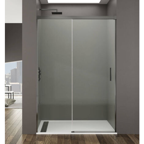 GME BASIC Mampara Frontal Ducha Corredera 1F+1C Titanio Vidrio Transparente - Medida: 115-120 cm - ref: FBTT120