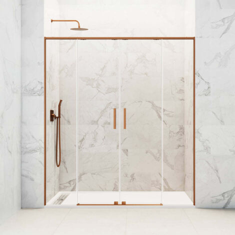 GME TWENTY Mampara Frontal Ducha 2F+2C Cobre Transparente - Medida: 141-151 cm - ref: TWSP150CB