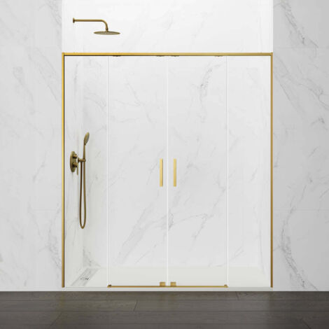GME TWENTY Mampara Frontal Ducha 2F+2C Oro Transparente - Medida: 181-191 cm - ref: TWSP190OR