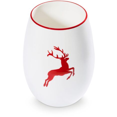 Gmundner Cerámica Ciervo rojo rubí, jarrón 21cm