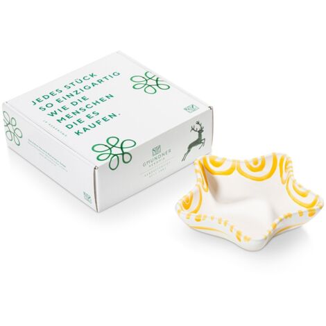 Gmundner Ceramics Giallo fiammato, ciotola a stella (L 14 cm)