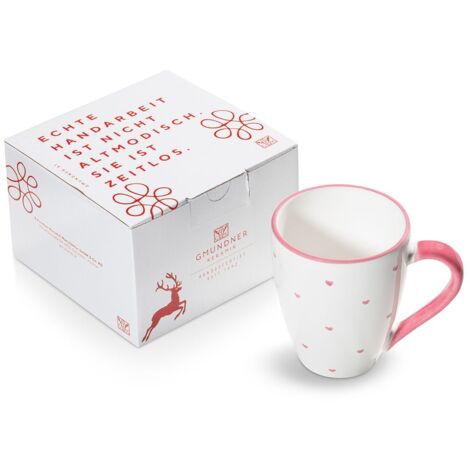 Gmundner Keramik Herzerl Rosa, Tasse à déjeuner Max(0,3 l)dans un carton